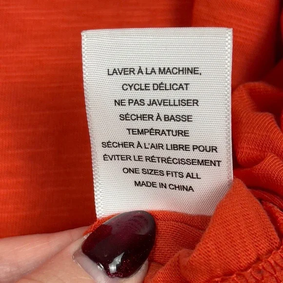 MERSEA Catalina Slub Tee Orange Red Oversized French Tuck Side Slit One Size - Picture 11 of 13